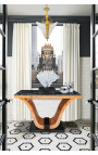 Kronleuchter im Art-Deco-Stil mit 3 Seiten aus Bronze und Milchglas