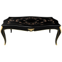Very large dining table wooden baroque gold leaf and beige marble