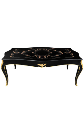Labai didelis valgomojo stalas medinis baroko aukso lapelis ir smėlio spalvos marmuras