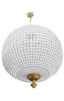 Enorme lampadario a sfera con pendagli in vetro con bronzi