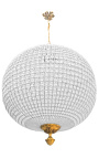 Enorme lampadario a sfera con pendagli in vetro con bronzi
