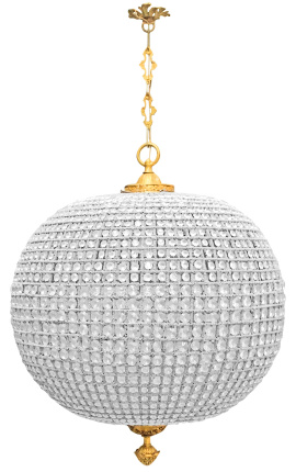 Огромен стъклен топка за полилей с бронзова декорация