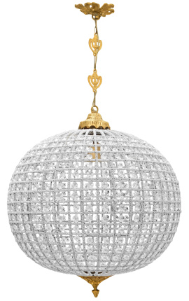 Large ball chandelier with clear glass and gold bronze
