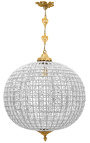 Lustre bola grande com gotas de vidro transparente com bronzes