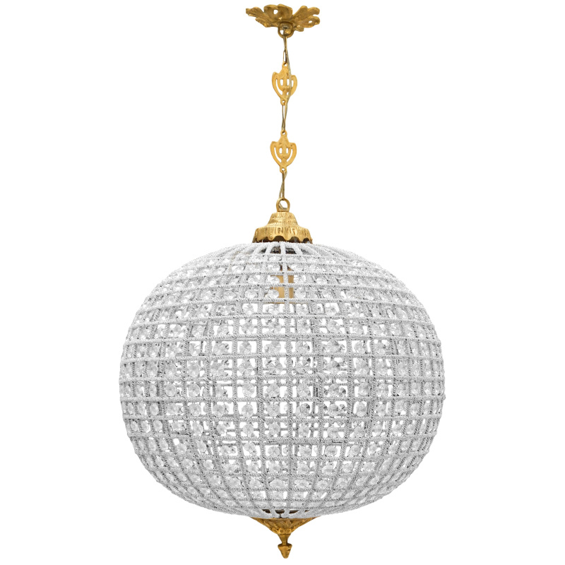 Large Ball Chandelier With Clear Glass, Large Gold Sphere Chandelier
