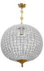 Lustre bola grande com gotas de vidro transparente com bronzes