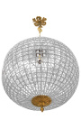 Lustre bola grande com gotas de vidro transparente com bronzes