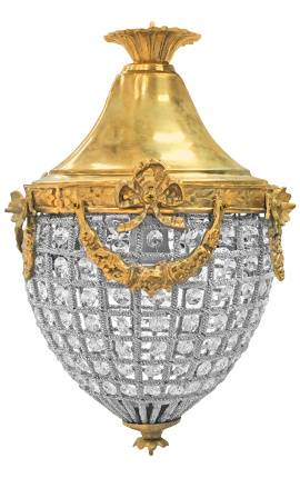 Ljuskrona genomskinligt glas med brons