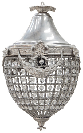 Ljuskrona genomskinligt glas med silver brons