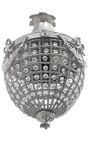 Chandelier transparent glass with silver bronzes
