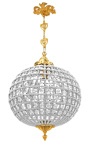 Candelabru Ball cu sticla transparenta si bronz auriu