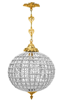 Lámpara de araña con cristal transparente y bronce dorado - 30 cm