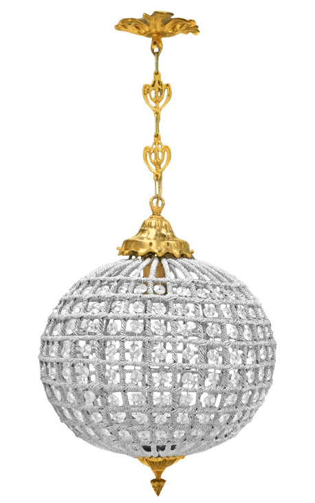 Ball chandelier with clear glass and gold bronze