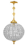 Aranya bola amb penjolls de vidre transparent amb bronzes daurats