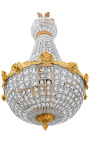 Lustre de balão de ar quente com pendentes de vidro e bronzes