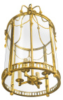 Grande lanterne de hall d'entrée en bronze doré style Louis XVI
