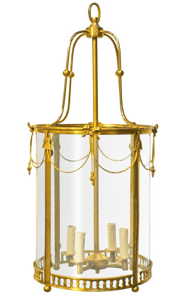 Suuri Hall Lantern kullattu pronssi Louis XVI Style - 40 cm Ø