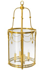 Grande lanterne de hall d'entrée en bronze doré style Louis XVI