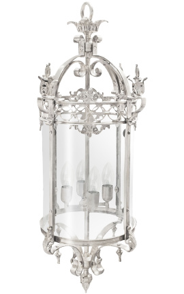 Suuri Hall Lantern, hopeoitu pronssi Louis XV Style - 40 cm