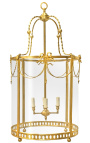 Grande lanterne de hall d'entrée bronze doré style Louis XVI 50 cm