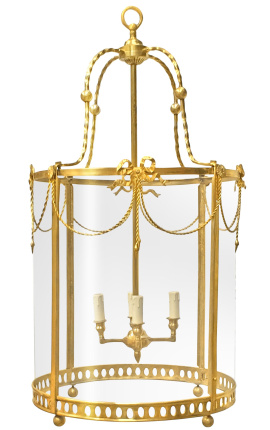 Didelės salės žibinto paauksuotas bronzos Louis XVI Stilius - 50 cm