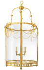 Grande lanterna da ingresso in bronzo dorato in stile Luigi XVI 50 cm