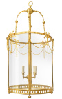 Grande lanterne de hall d'entrée bronze doré style Louis XVI 50 cm