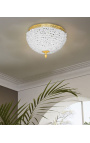 Ceiling chandelier with frosted glass and bronze decorations