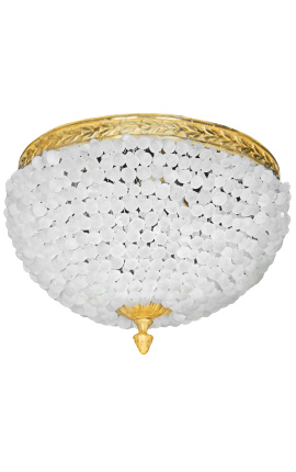 Ceiling chandelier with frosted glass and bronze decorations