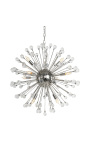 "Orion" chandelier in nickel-plated stainless steel and glass