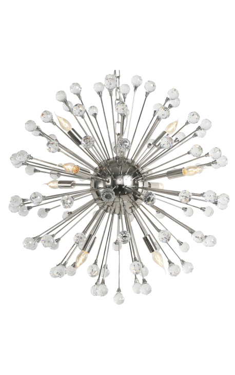 "Orion" chandelier in nickel-plated stainless steel and acrylic glass