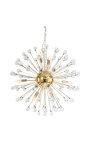 "Orion" chandelier in gold colored stainless steel and glass