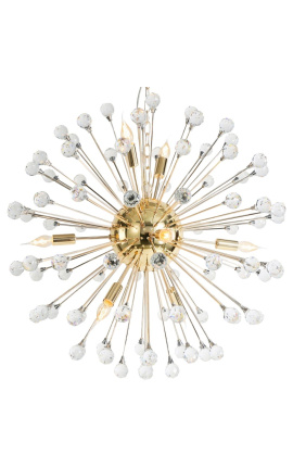 "Orion" chandelier i gullfarget rustfritt stål og akryl glass
