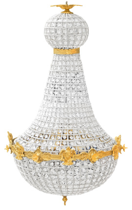 Großer Montgolfiere-Kronleuchter mit Goldbronze und klarem Glas