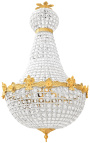 Grande lustre de balão de ar quente com pingentes de vidro e bronzes