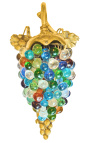 Sienas lampa ar daudzkrāsainām bumbiņām stikla vīnogu forma ar bronzu