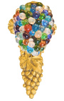 Wall light with multicolored balls glass grapes shape with bronze