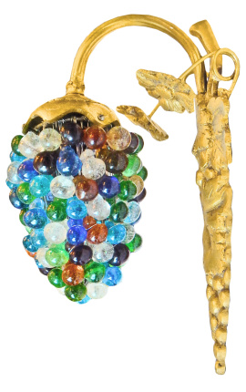 Wall light with multicolored balls glass grapes shape with bronze