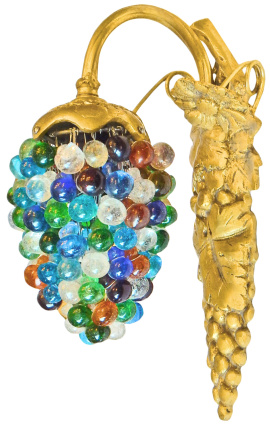 Aplique ovalado con colgantes de cristal multicolor y soporte de bronce