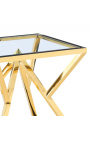 Side table "Calypso" in gold-finish stainless steel and glass top