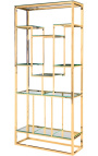 Storage cabinet "Gaia" gold-plated stainless steel and glass shelves