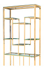 Storage cabinet "Gaia" gold-plated stainless steel and glass shelves