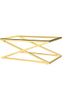 Koffie tafel "Zephyr" in goud finish staal en glas top