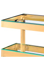 Bout de canapé "Hermes" en acier inoxydable doré et plateau en verre