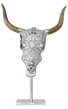 Décoration sur support de trophée en aluminium et en bois Tête de taureau