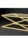 Mesa de centro "Zephyr" em aço inox dourado e tampo em vidro