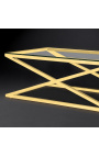 Koffie tafel "Zephyr" in goud finish staal en glas top