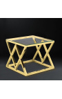 Side table "Nyx" in gold finish stainless steel and glass top