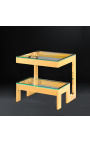 Side table "Hermes" in gold finish stainless steel and glass top