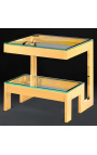 Side table "Hermes" in gold finish stainless steel and glass top